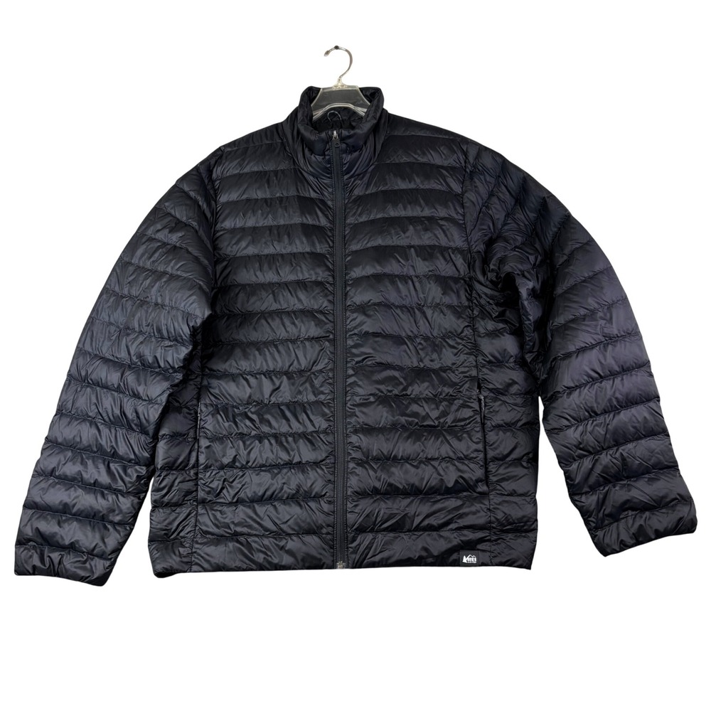 REI Co-op XL Black 650 Down Puffer Jacket Full Zip Quilted Lightweight Gorpcore